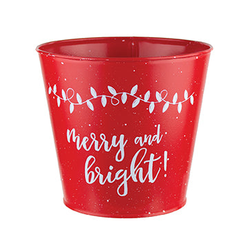 6.5" Tin Azalea Pot - "Merry & Bright"