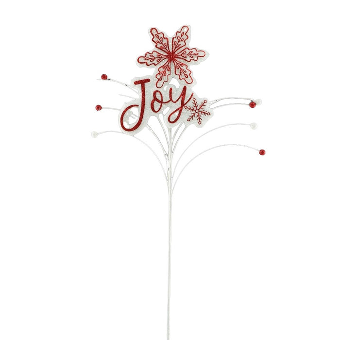 26 in Glitter Berry Snowflake Joy Spray - Red/White