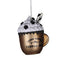4 in Glass Coffee Ornament - Brown/White
