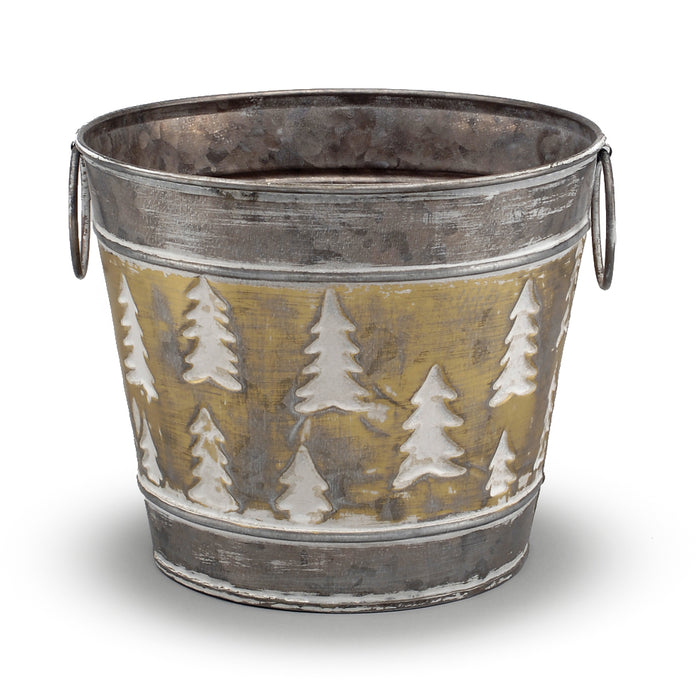 Metal Planter w/Xmas Tree