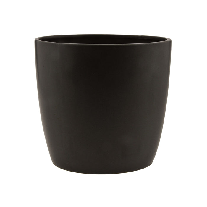 8.5 in Round Stoneware Pot - Matte Black