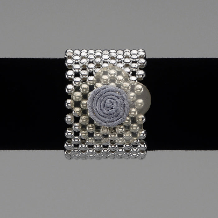 Pearl Bracelet w/Disk & Disk Clip - Silver