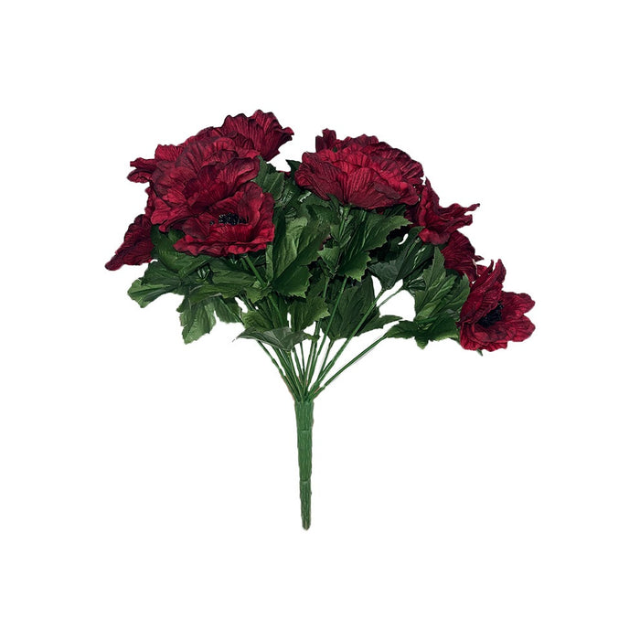 Polyester Anemone Bush - Burgundy