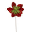 22 in Glitter Poinsettia Stem - Red/Apple Green