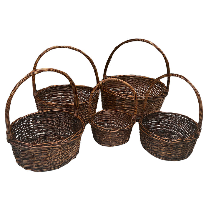 Round Antique Brown Basket Set