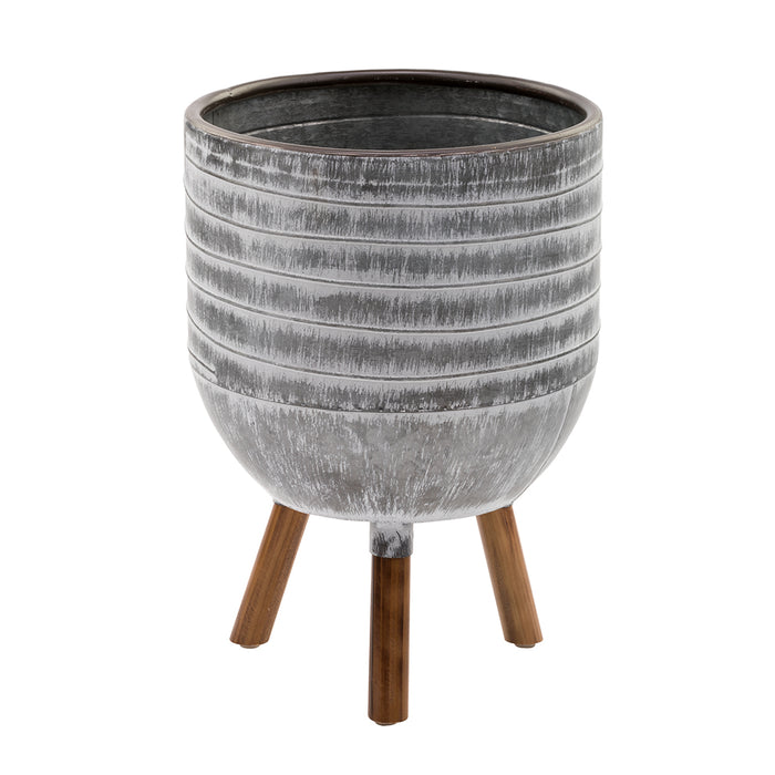 White Wash Tripod Tree Cover Pot Medium