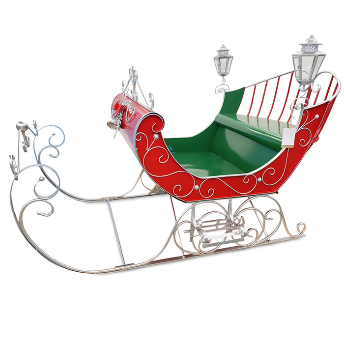 Large Victorian Sleigh - Red, Green, & Silver