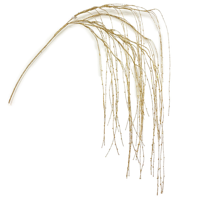 69" Glittered Weeping Willow Spray - Gold