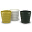 Tapered Ribbed Ceramic Pot - White/Mustard/Hunter Green