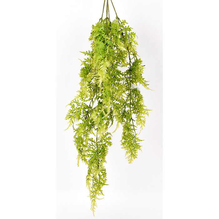 33" Wood Fern Hanging Bush - Two Toned Green