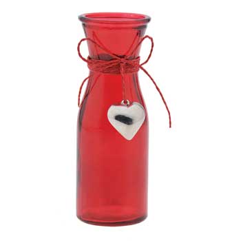 6.75" Enzo Red Vase w/Hanging Heart
