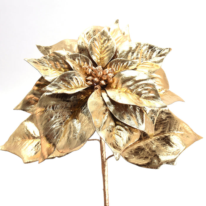 Gold Leaf Poinsettia Short Stem - Gold