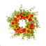 22"D POLYESTER POPPY/MIXED FOLIAGE/BERRIES WREATH RED/YELLOW