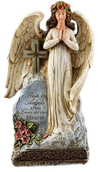 Angel Memorial Stone w/Saying & Cross