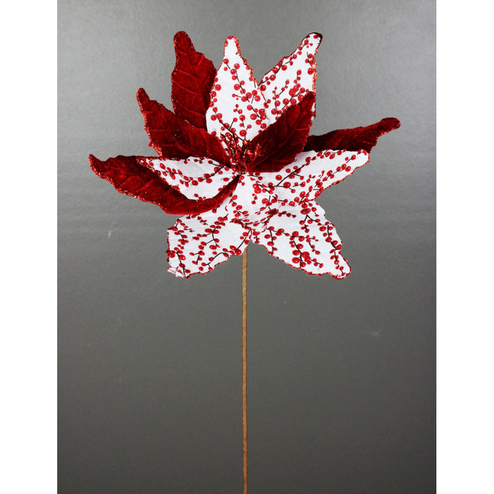 19 in Poinsettia Stem - Red/White