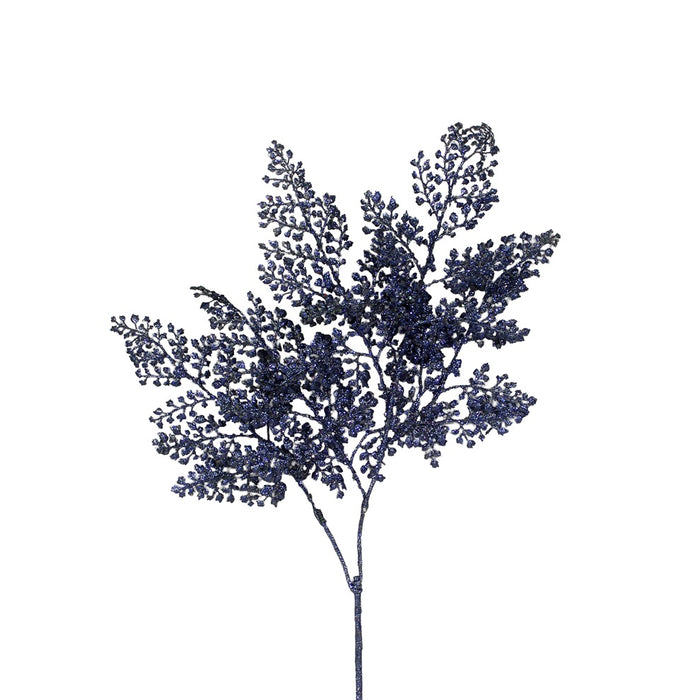 Glittered/Sequin Fern Leaves Spray - Midnight