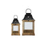 Lantern, Plain Black/Brown, Set of Two