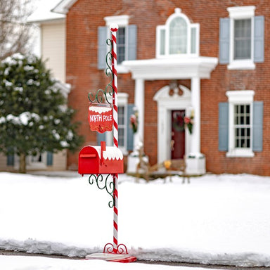 72" North Pole Mailbox w/Candy Cane