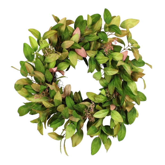 22 in Mixed Foliage Berry Wreath - Green Mix