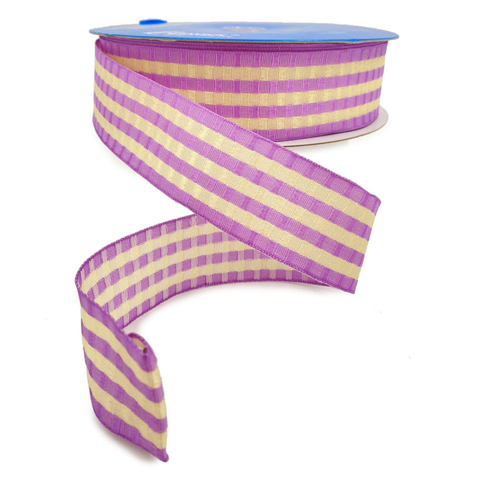 Wired Thatched Ribbon - Lavender