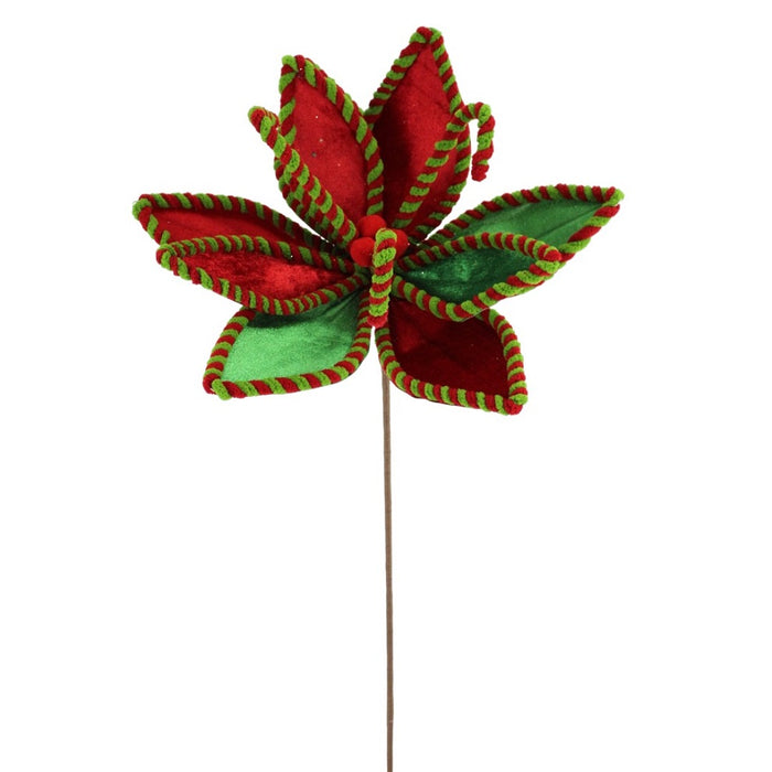 22 in Poinsettia Stem - Red/Green
