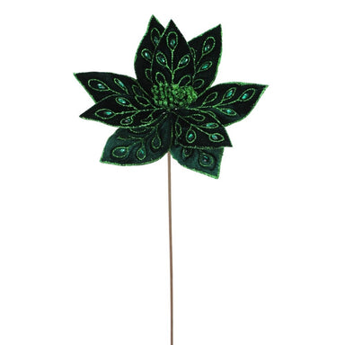 22 in Jewel Poinsettia Stem - Emerald