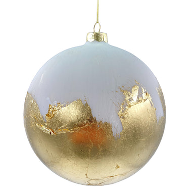 6" Glass Dipped Ball - White/Gold