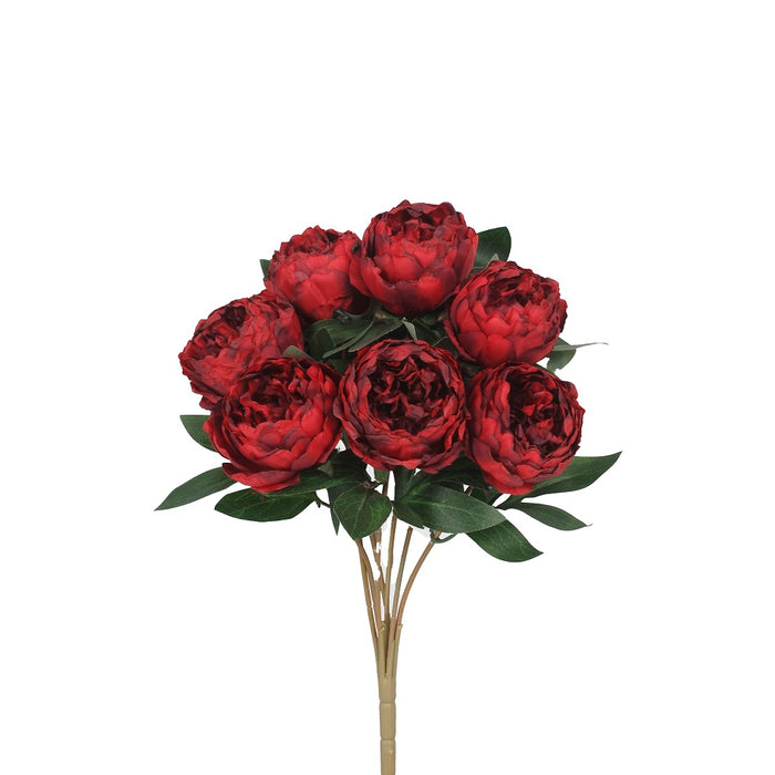 17" Polyester Dry Look Peony Bush - Red/Black Edge