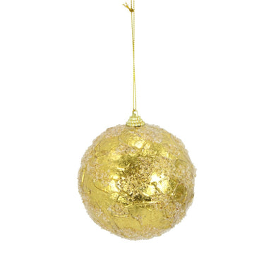 4 in Frost Crinkle Foil Ball Ornament - Gold