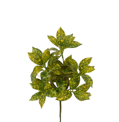 15 in Flocked Aucuba Leaf Bush - Green/Yellow