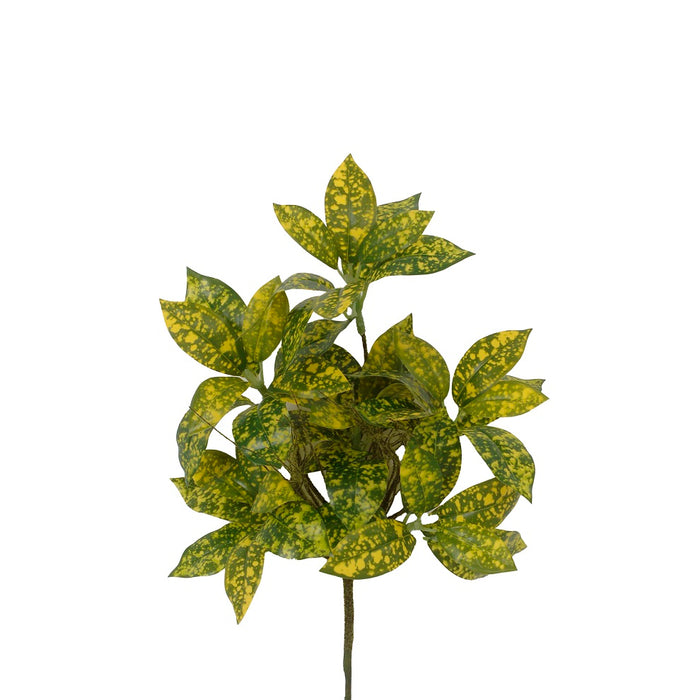 15 in Flocked Aucuba Leaf Bush - Green/Yellow