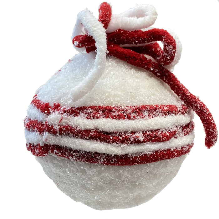 4.5" Frosted Ball Ornament - Red/White