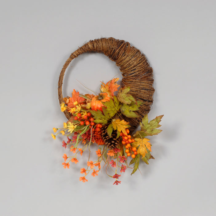 Vine/Pumpkin/Berry Horn Of Plenty Wreath Cornucopia