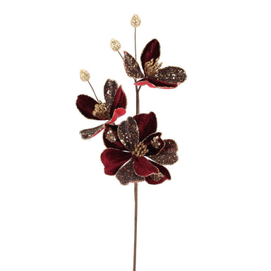 23.5 in Saucer Magnolia Spray - Burgundy