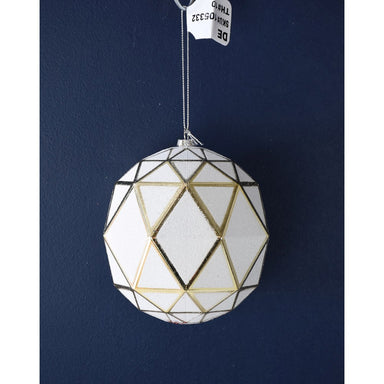 5" Borealis Glitter Ball Ornament - White/Gold