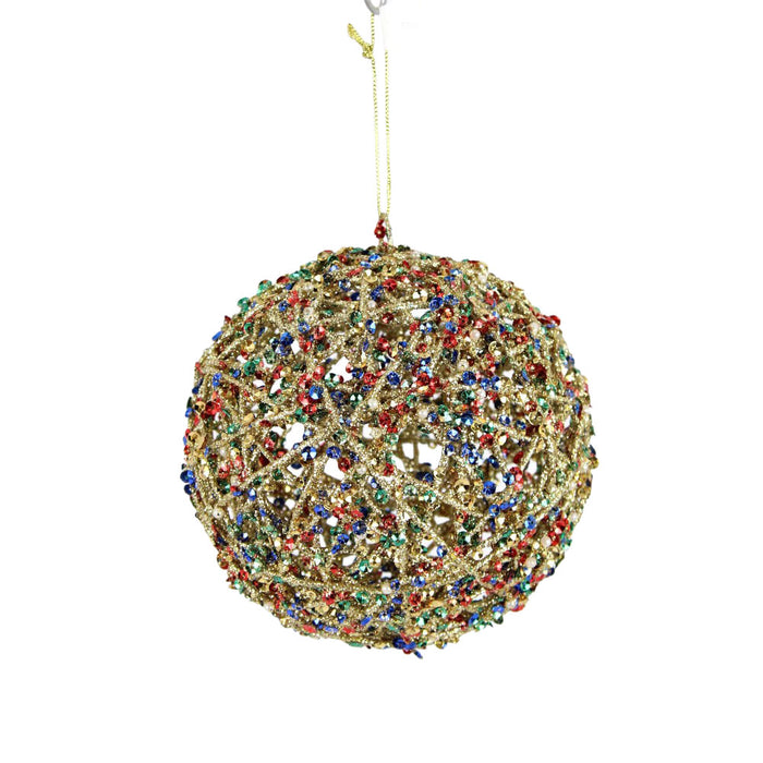 150 Mm Sequin Twiggy Ball Ornament - Gold/Multicolor