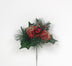 7 1/2 in Burlap Gift Box/Cone/Berry/Holly Pick - Red/Natural