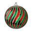 100 mm Antique Plastic Spiral Ball Ornament w/Cap Hanger - Red/Green/White (6/Box)