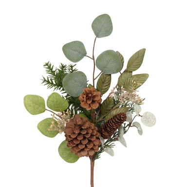 20" Pine/Leaves Spray w/Berries & Lacquered Cones