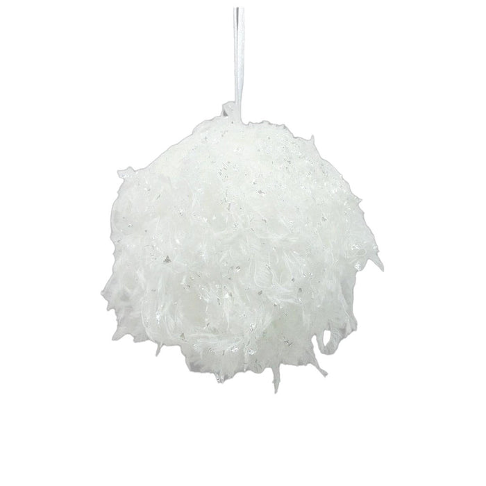 4 in Snow Ball Ornament - White