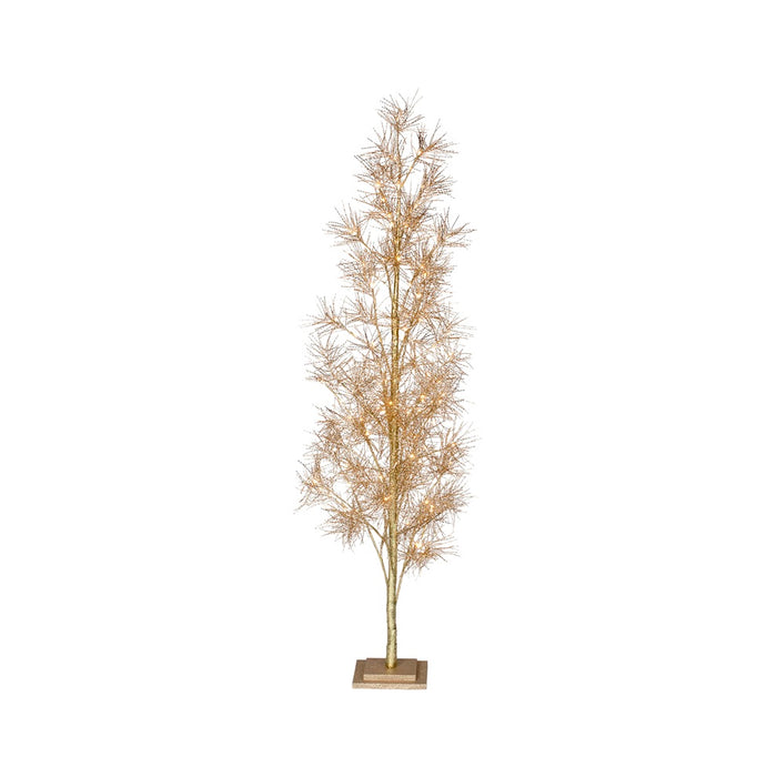 72 in Pine Tree w/Warm White LED Lights - Metal Champagne