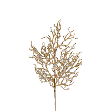 21" Iced Twig Spray - Ice/Gold