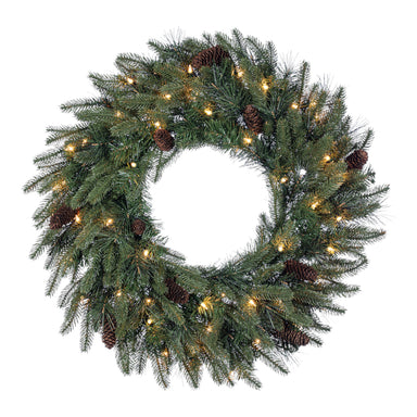 24 in Jack Pine Wreath w/120 LED Lights