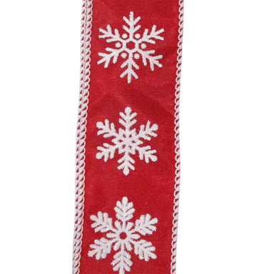 1.5 in Snowflake Ribbon - Red/White