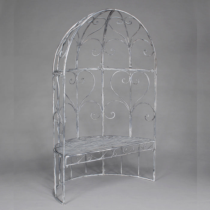 Metal Half Arch w/Seat - Grey Wash