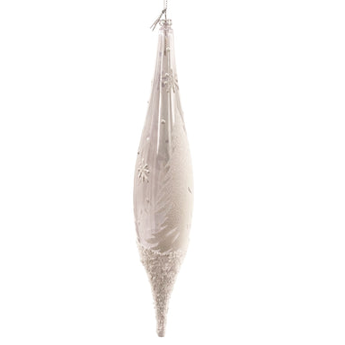 13" Tree Drop Ornament - White/Clear