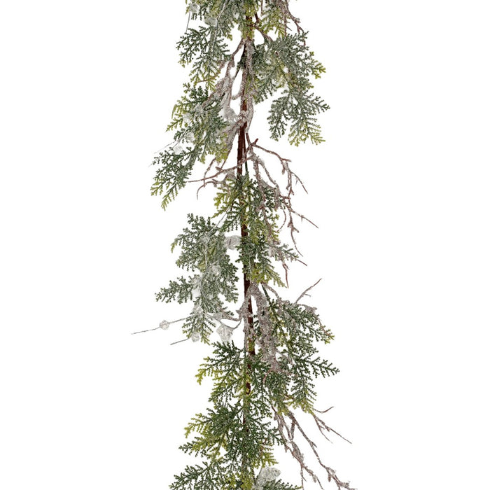 60" Washed Cedar Garland w/Acrylic Ice