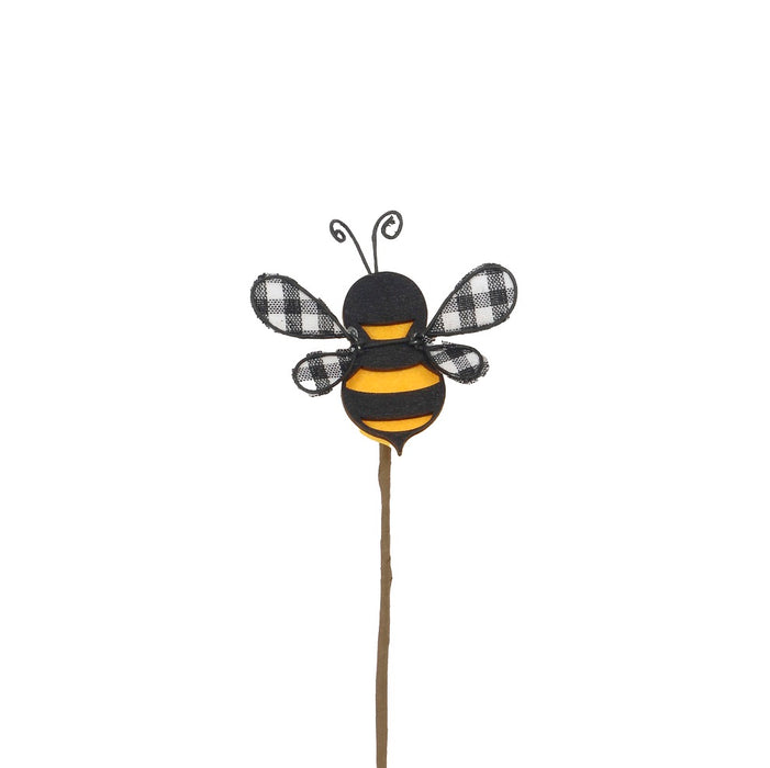 15 in Felt/Fabric/Wood Bee Spray - Black/Yellow/White