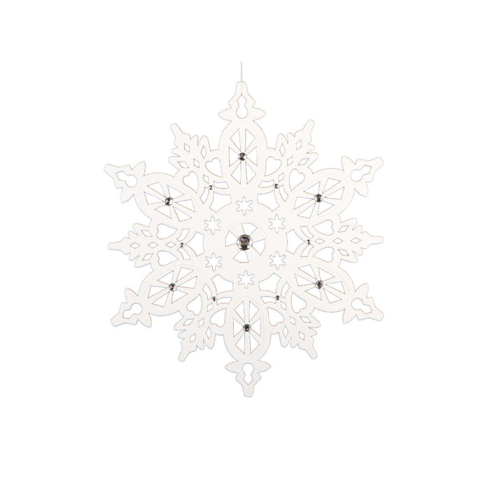 24 in Jewel Flock Snowflake Ornament - White