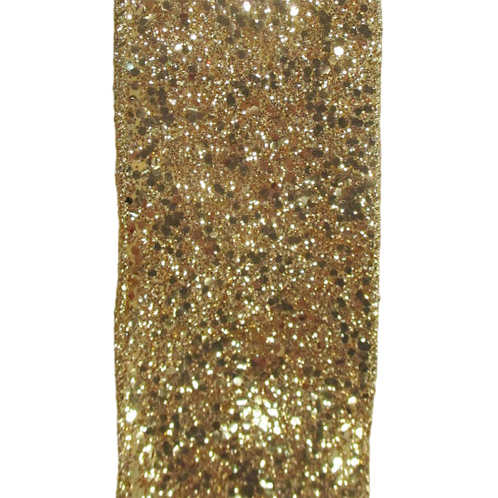 2.5 in Metallic Glittered Ribbon - Gold